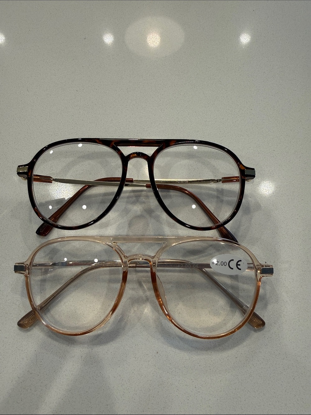 Aviator Style  Reading Glasses two pack - Tortoiseshell & Clear